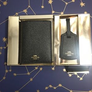 Coach Passport Holder Luggage Tag Black